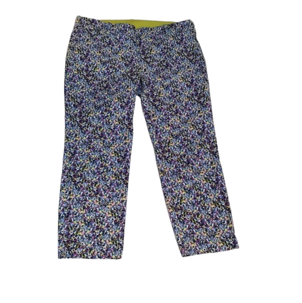 Ann Taylor Chelsea Crop Pants sz 12 Vibrant Abstract Design Multi Color
